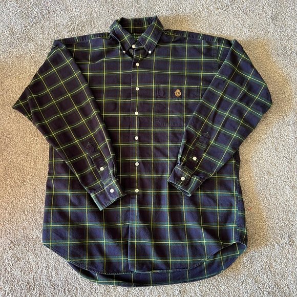 Lauren Ralph Lauren Tops - vintage Lauren Ralph Lauren shirt womens L blue green plaid button down‎ crest